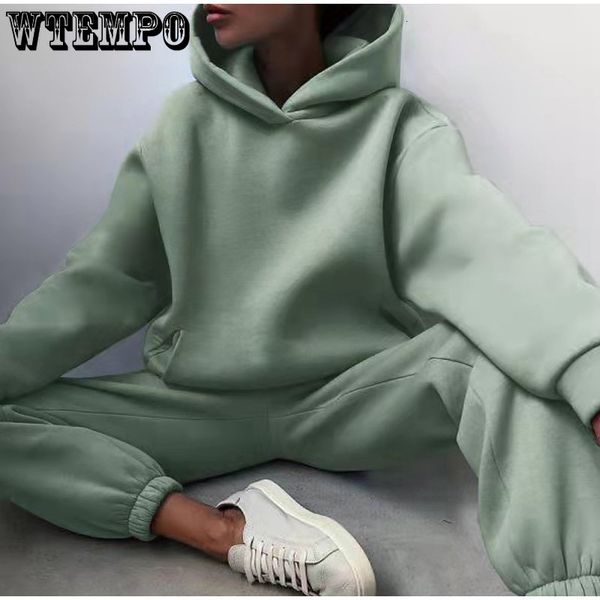 

women's two piece pants women's tracksuit solid hooded sport suits autumn warm hoodie casual long sleeve sweatshirts and trousers, White