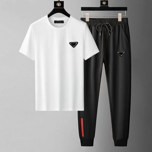 

prad men's tracksuits summer t shirt set designer tracksuit sportswear fashion jacket men's sweatshirts t-shirt pants suit men&#03, Gray
