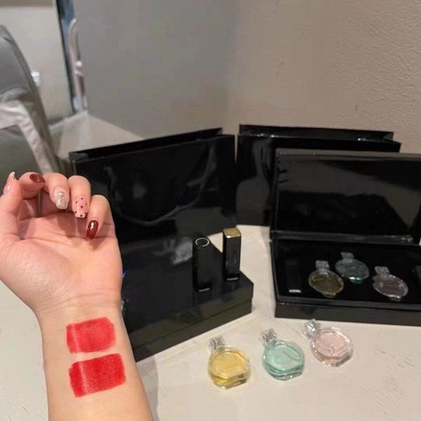 

2023 new style fragrance set 7.5ml 3pcs perfume 1.2g lipstick festival kits long lasting time good quality high fragrance capactity delivery