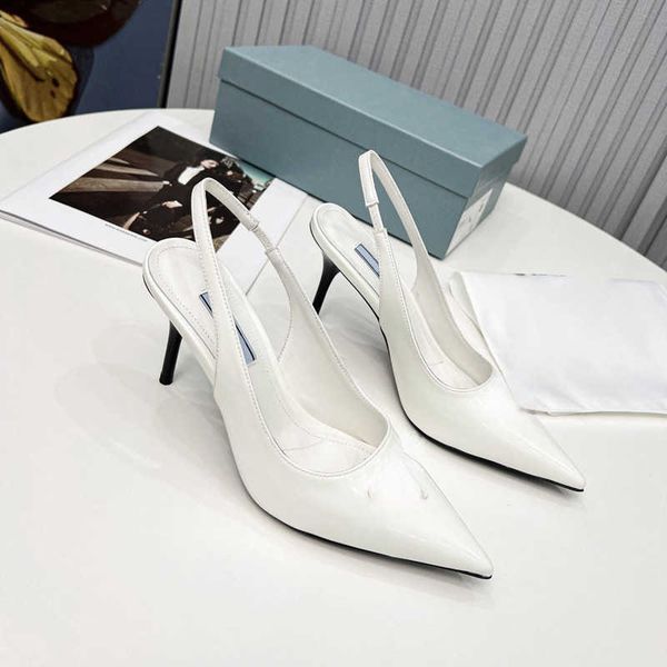 

brand casual shoes women brushed leather slingback pumps shoes high-heel pointed toe pumps, Black