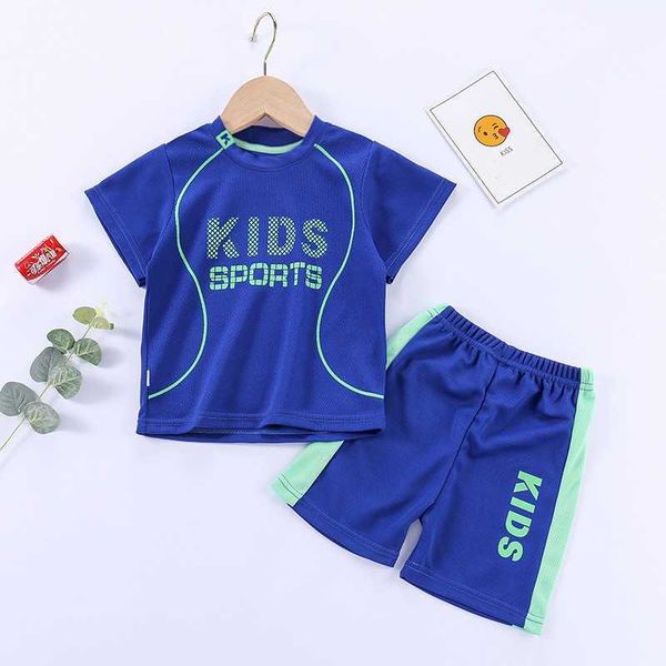 

blue basketabll tracksuit summer clothing boys fashion sports short sleeve suits casual breathable kids sets children, White