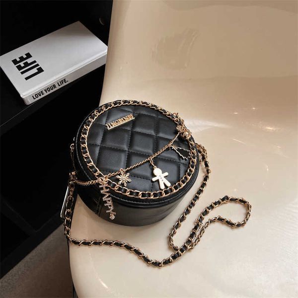 

handbag factory wholesale retail small xiangfeng wtern-style round cake bag women's 2023 spring new fashion rhombus chain versatile tex