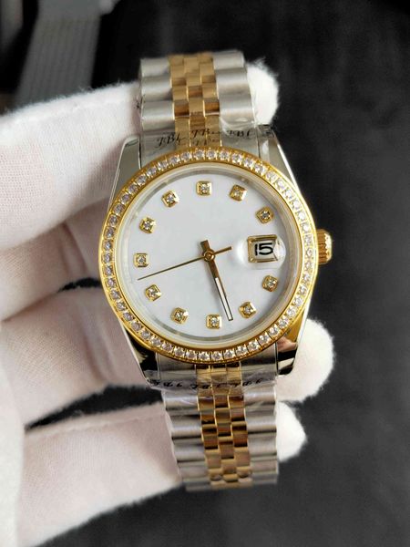 

fashion women's diamond watches 36mm automatic mechanical woman watch gold stainless steel strap dress designer women wristwatch lovers, Slivery;golden