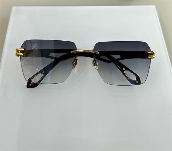 

brand designer sunglass fashion luxury gold vintage retro frame square metal shape women man rimless classic fashion style, White;black