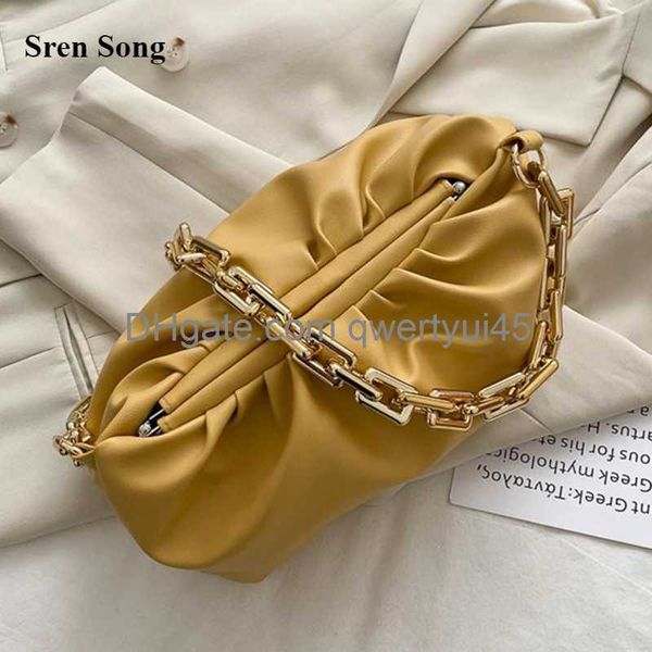 

totes women cloud underarm shoulder bags pleated pouch totes handbags 2021 clutch thick gold chains dumpling clip purse bags 021323h