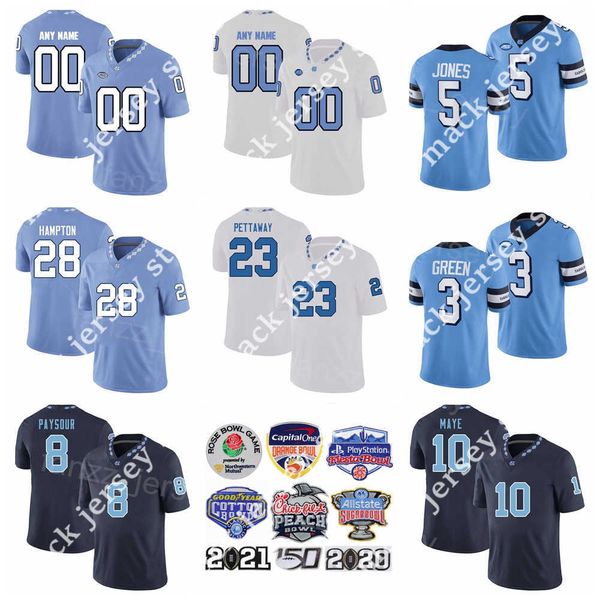 

ncaa football north carolina tar heels college 23 george pettaway jersey 8 paysour 5 jj jones 3 antoine green 10 drake maye 28 omarion, Black