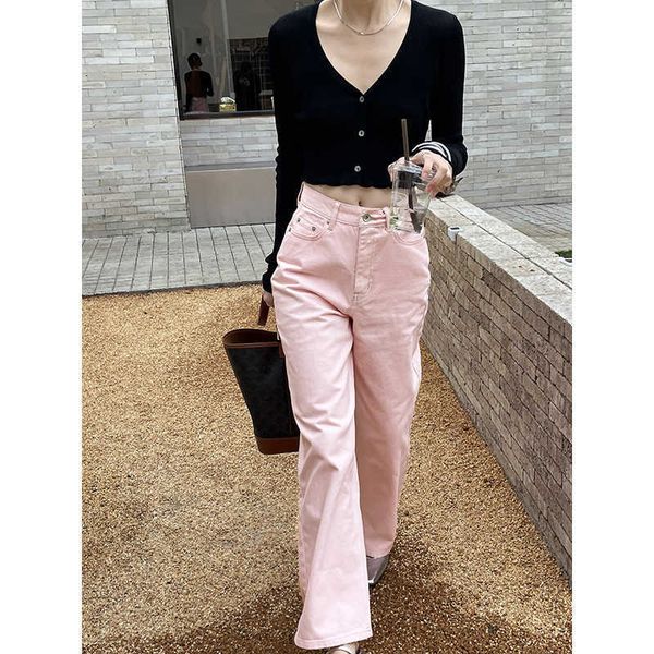 

thirteen row gracetinaho2023 spring new women's atmosphere feeling sharpened white wash straight slender jeans, Blue