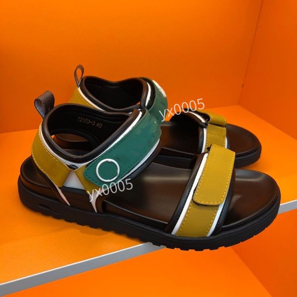 

2023 designer slippers beach classic flat sandals luxury summer leather flip flops men slides size38-45, Black