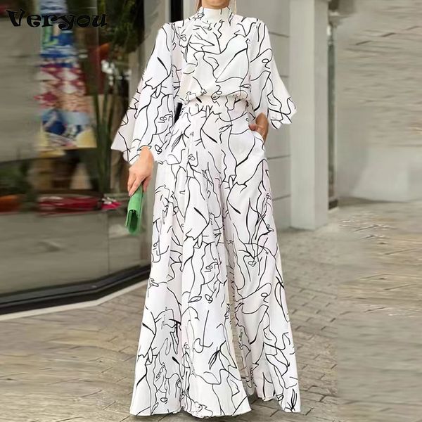 

womens jumpsuits rompers elegant woman jumpsuit loose long pants long sleeve halterneck art print sets office playsuits long jumpsuits 23021, Black;white