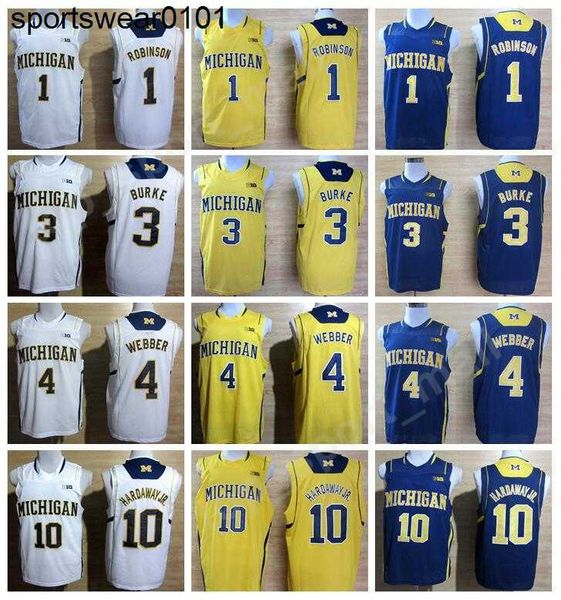 

college michigan wolverines jerseys basketball glenn robinson iii 1 trey burke 3 chirs webber 4 tim hardaway jr 10 glen rice jalen rose, Black;red