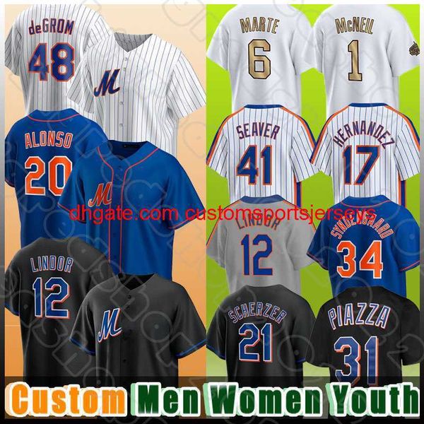 

stitch 48 jacob degrom 17 keith hernandez baseball jerseys 12 francisco lindor 20 pete alonso mike piazza darryl strawberry max scherzer sta, Black
