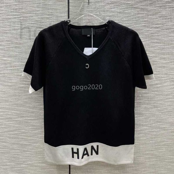 

women's t-shirt designer 2023 viscose tee knits with letter pattern milan runway crop t-shirt clothing high end custom irie, White