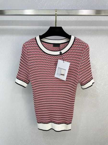 

chan 2023 spring summer new women's t-shirt grade casual shirt fashion ootd logo letters print knitwear polo shirt mother's day bi, White