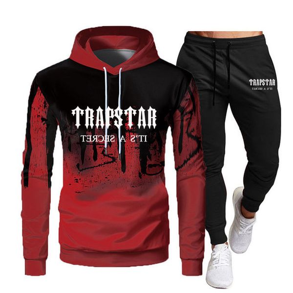 

fw22 trapstar printed streetwear men women tracksuit fleece warm two pieces set hoodie pants set, Gray