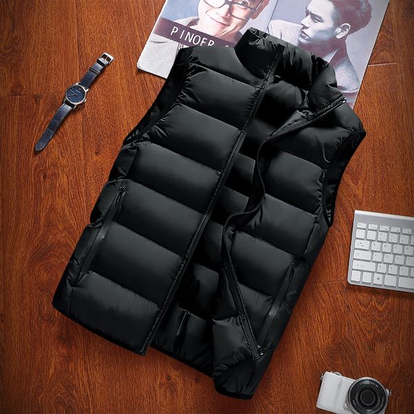 

men's vests windproof jacket sleeveless winter casual coat down cotton warm thicken waistcoat thick gilet 230213, Black;white