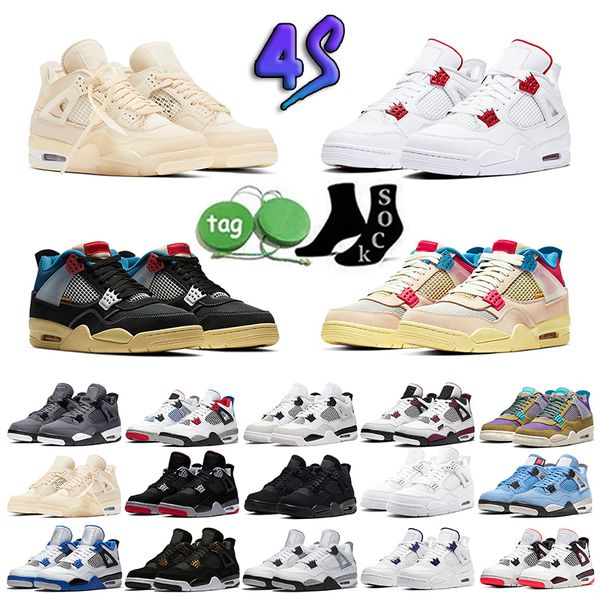 

4s motorsports basketball shoes with box j jumpman 4 s military black thunder blackcats j4 j4s pure money white saild shimmer ow pink lake b