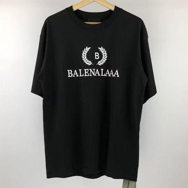 

2023 vintage t shirt men women cotton t-shirt tee cotton print wheat letter b crew neck oversized fit lovers paris 1917 balencaigaity desig, White;black