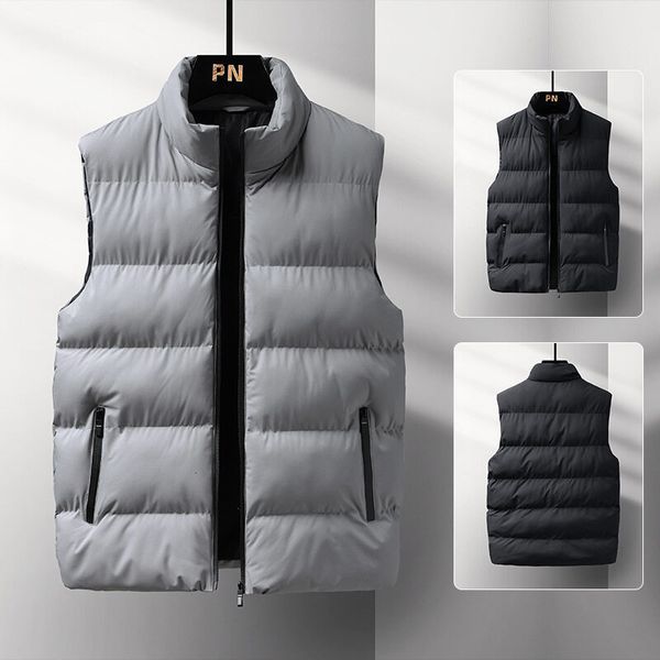 

men's vests men' sleeveless jackets winter fashion male cottonpadded coats men stand collar warm waistcoats clothing 230213, Black;white