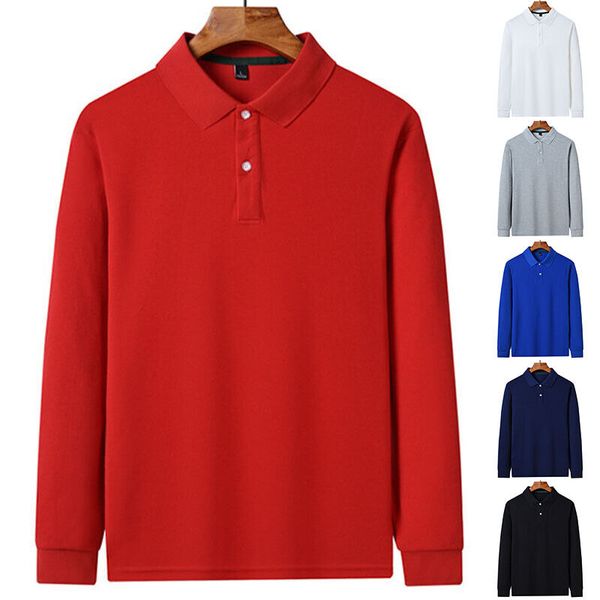 

mens polo shirts long sleeve t-shirt fashion lapel neck men's sport casual, White;black