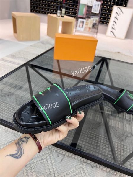 

designer sandal men sandals luxury mens leather casual shoes platform slides summer beach slipper, Black