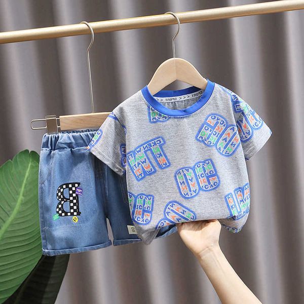 

summer children suits girls oneck short sleeve sets baby boys clothes letter tshirtshorts pcs set toddler clothing, White