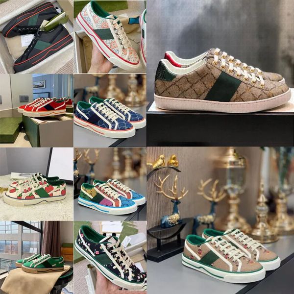 

with box designer sneakers ggity shoes women's shoes italian tennis 1977 canvas casual shoes luxurys green and red net striped rubber s, Black