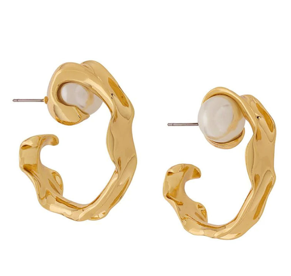 

fashion pearl water ripple earrings for women french style internet celebrity personalized eardrops new trendy simple earrings, Golden;silver