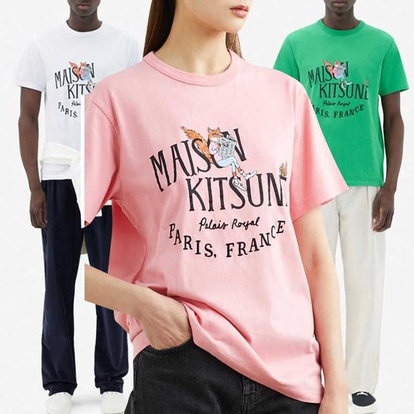 

maison kitsune women designer t shirt beach tees print letter embroidery short sleeve t-shirt, White