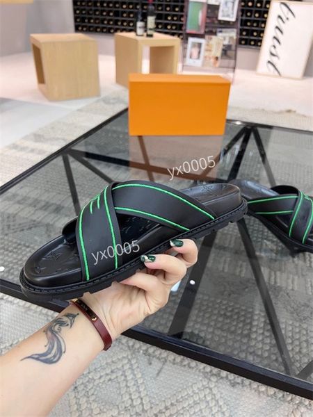 

designer sandal men sandals luxury mens leather casual shoes platform slides summer beach slipper size38-45, Black