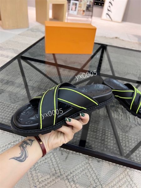 

2023 mens sandals summer soft bottom shoes mens luxury designer slide rubber flip-flops flat sandal men slipper size38-45 rd220615, Black