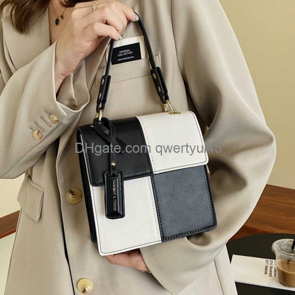 

totes black white plaid women crossbody bag fashion color contrast women's handbag designer shoulder bag female tote clutch purse 02132
