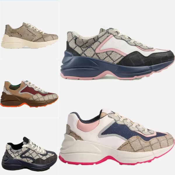 

with box designer sneakers ggity shoes women designer rhyton shoe men multicolor sneakers woman sneaker vintage chaussures platform sneak ry, Black