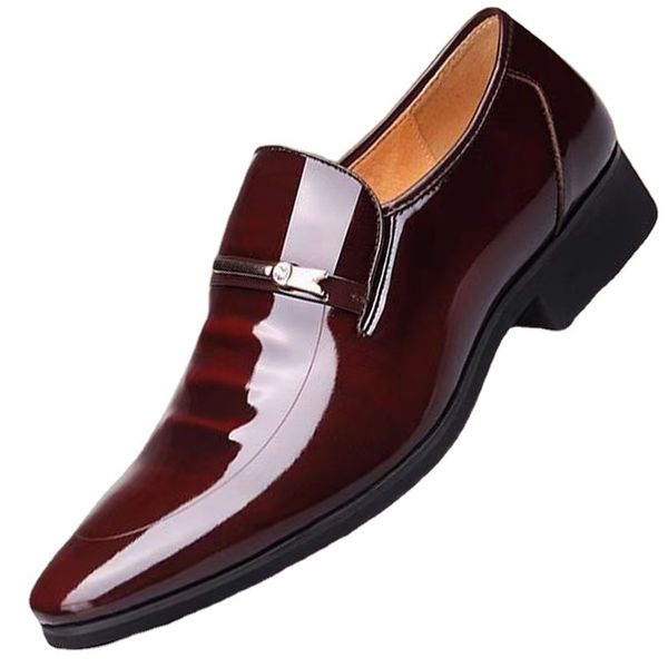 

dress shoes springautumn loafers for men wedding shoes patent leather men luxury shoes casual business men dress shoes slip-on solid 230211, Black
