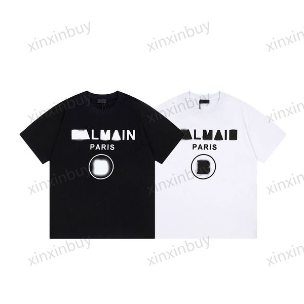 

xinxinbuy men designer tee t shirt 23ss paris big letters pattern print short sleeve cotton women white black blue xs-2xl, Black;brown