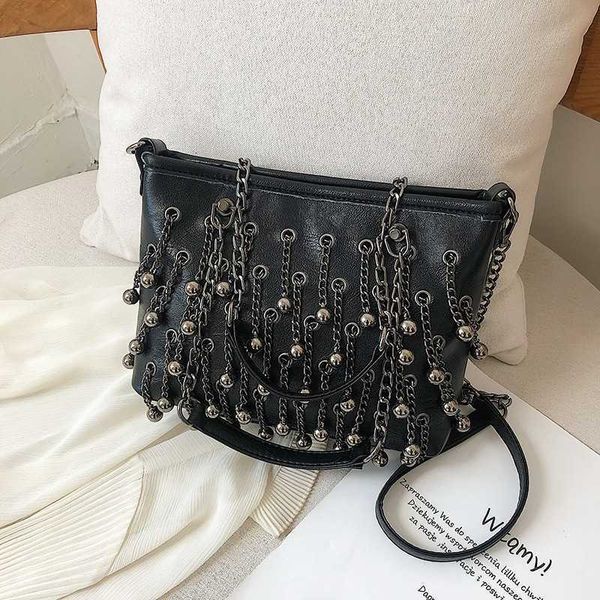 

shoulder bags female new single shoulder bag personalized rivet hanging bead single messenger fashion handbag