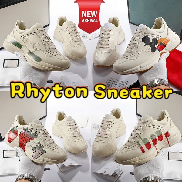 

with box designer sneakers ggity shoes designer chunky rhyton casual shoes leather printed men women platform old daddy shoe luxury vinta ne, Black