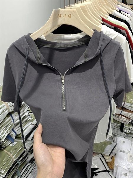 

women's t shirt summer women t shirt girls woman clothes cotton slim tshirt female short sleeve crop spring tee hooded y2k 230214, White