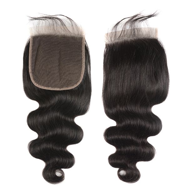 

flash sale light brown lace 4x4 lace closure bodywave wave 150% density, Black