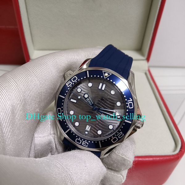 

42mm mechanical watches with box for men's grey dial rubber strap 300m transparent back mens asia 8800 movement wristwatches men automa, Slivery;golden