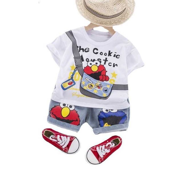 

clothing sets cartoon chil1en's suit boys' round neck short sleeve t-shirt summer 1 baby's leisure trend, White