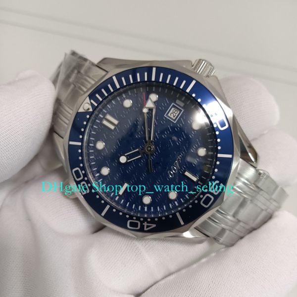 

007 watches with box for men's blue dial stainless steel bracelet limited edition professional mechanical wristwatches sport mens autom, Slivery;golden