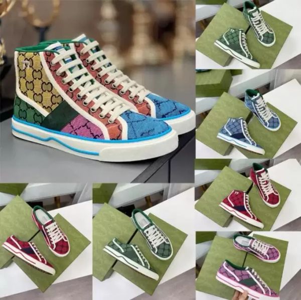 

with box designer sneakers ggity shoes 2022 designers tennis 1977 sneaker canvas luxurys shoe beige blue washed jacquard denim women shoe oi, Black