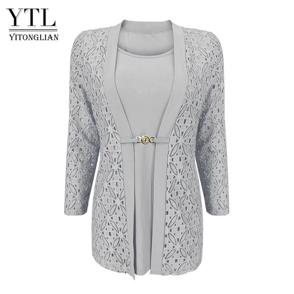 

women's blouses shirts ytl woman elegant long sleeve hollow crochet plus size blouse shirt autumn winter for work office h384b 230214, White