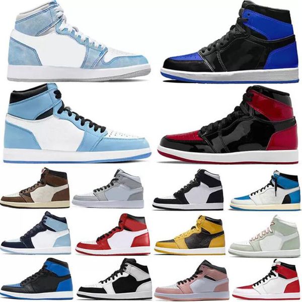 

jumpman mens basketball shoes hyper royal university blue 1 1s sail obsidian bordeaux unc silver toe black dark mocha men sport b0, White;red