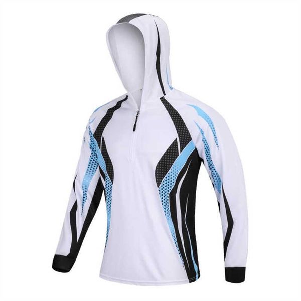

outdoor t-shirts breathable men long sleeve fishing clothing quick drying sun protection fishing shirts 2021 selling hooded fishing j230214, Gray;blue