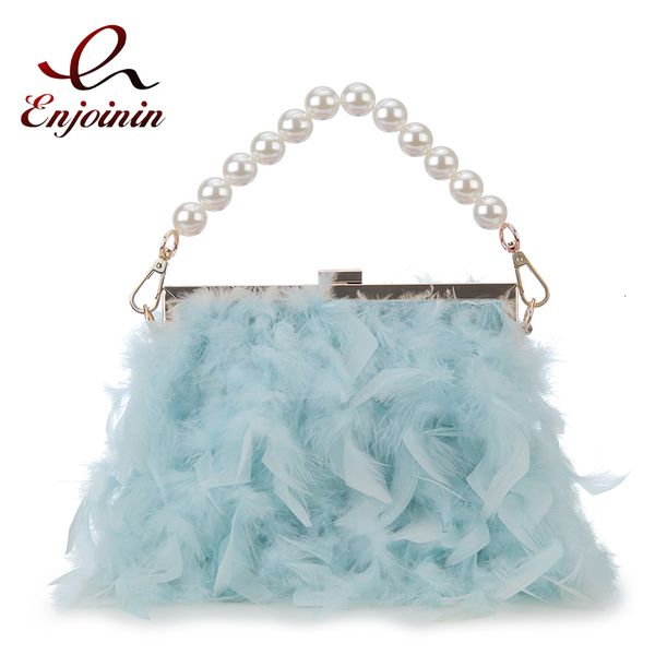 

evening bags luxury feather purses and handbags for women party evening clutch bag shoulder bag pearl chain designer wedding bag 12 colors 2
