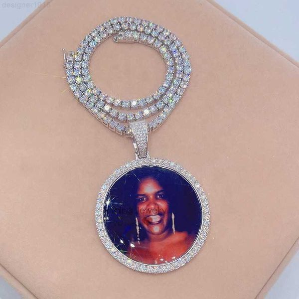

sterling silver iced out hip hop moissanite diamond picture frame memory pendant