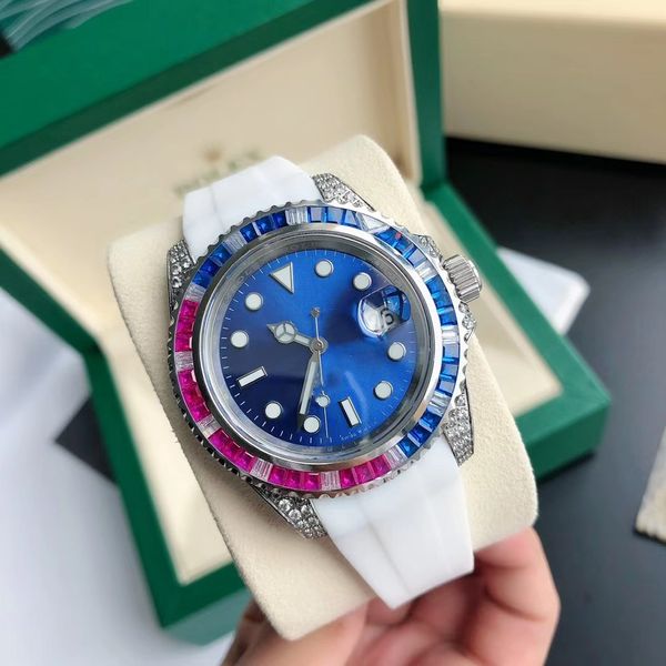 

with original box mens watch automatic mechanical watches 40mm business wristwatches case with diamond wristwatch montre de luxe, Slivery;golden