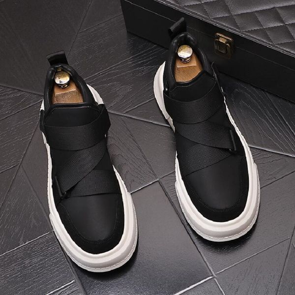 

new autumn spring leather men shoes casual sports hip hop skateboard sneakers chaussure homme d2a12, Black