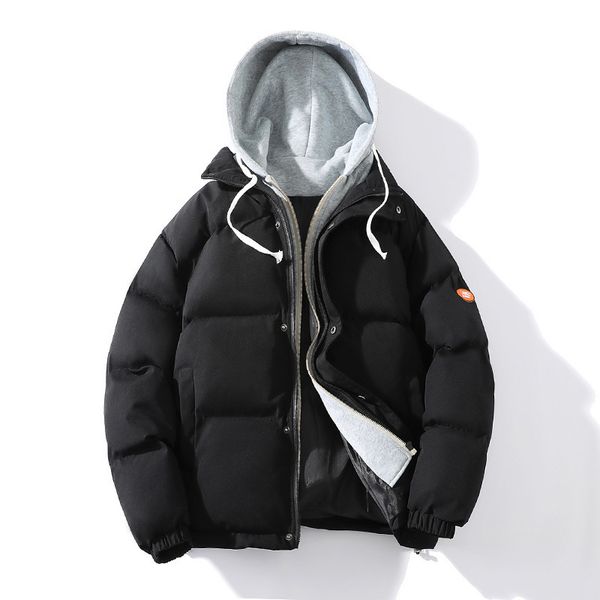 

men's jackets men winter down jackets hooded casual fake two-piece winter coats fashion male thicker warm fit parkas slim winer jackets, Black;brown